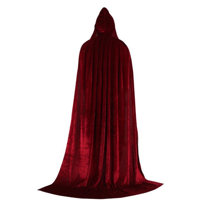 Halloween Vampire Cape Devil Cloak Unisex Adults Fancy 170cm Wine Red
