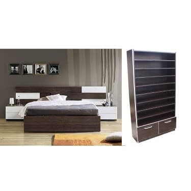 Afrique 6ft X6ft Bed Frame With Sally Shoe Rack- Brown