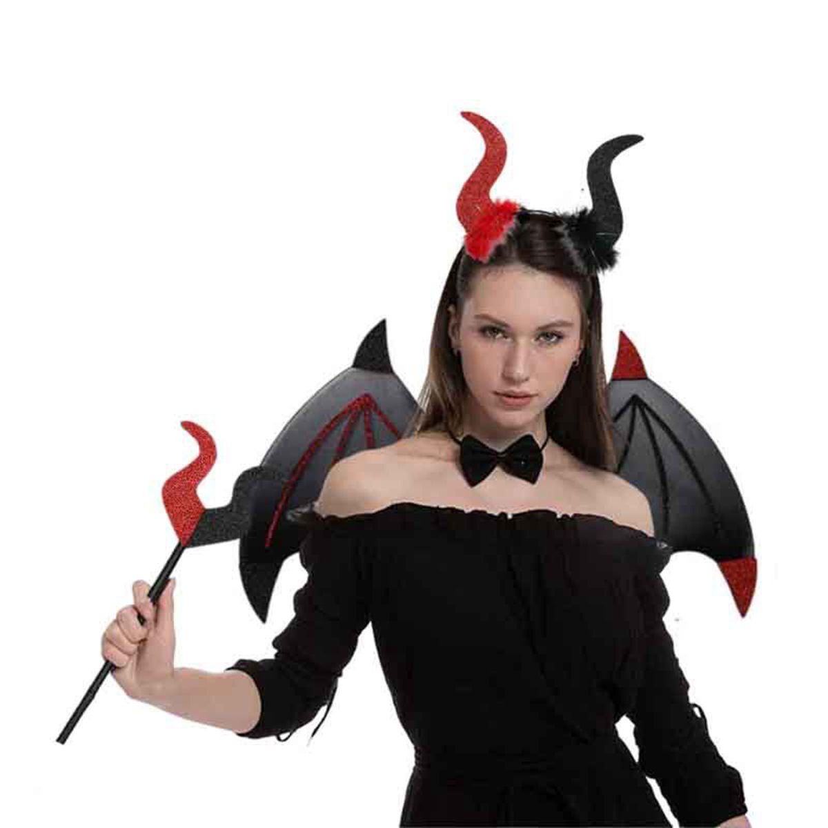 Halloween Devil Costume Set With Devil  Red And Black