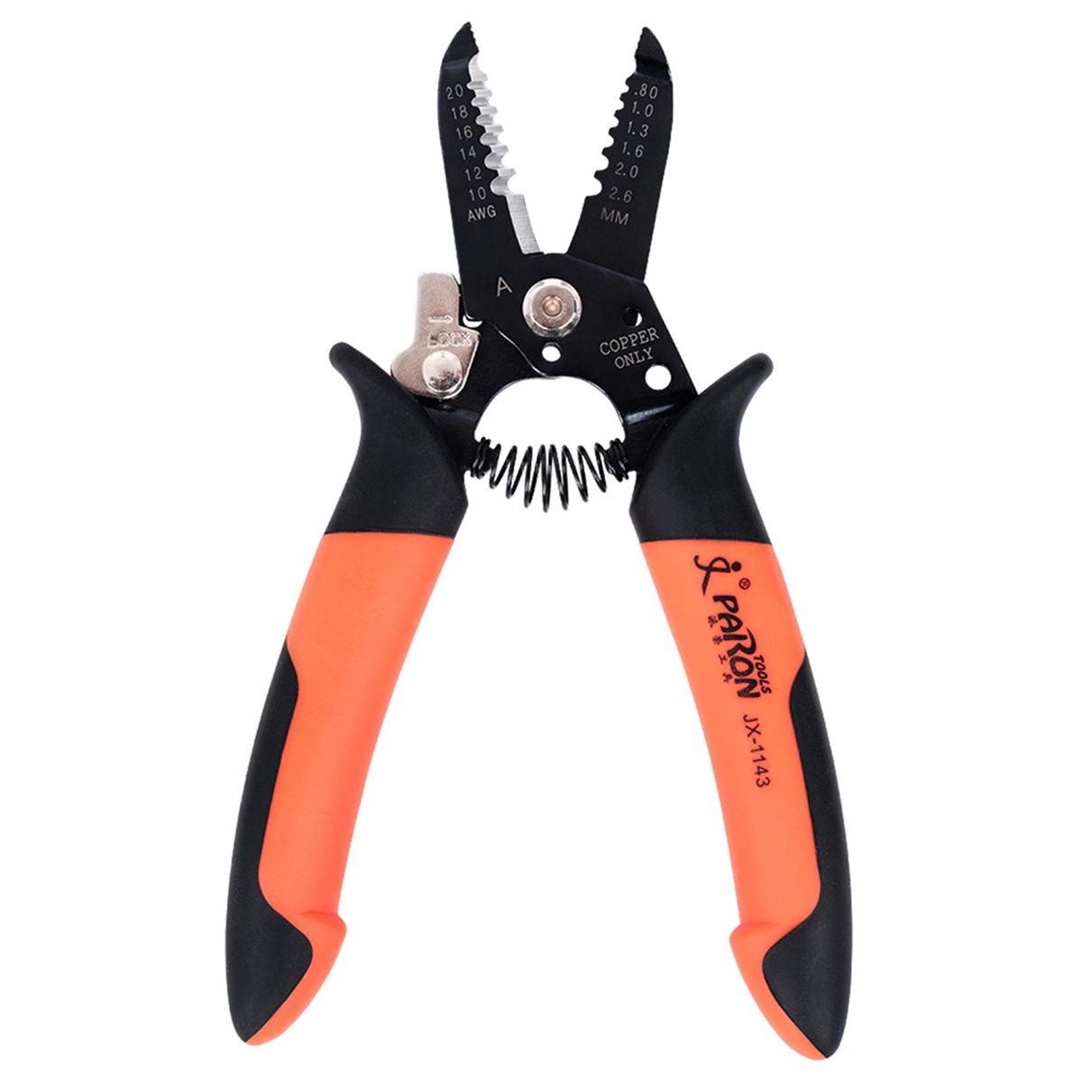PARON 6-hole Multifunctional Wire Stripper Fine Grinding Stripping Shearing Type Wire Clamping Pliers Double-layer Two-color Comfortable Handle Wire Cutting Pliers AWG20-10 0.8-2.6mm&sup2; JX-1143-A