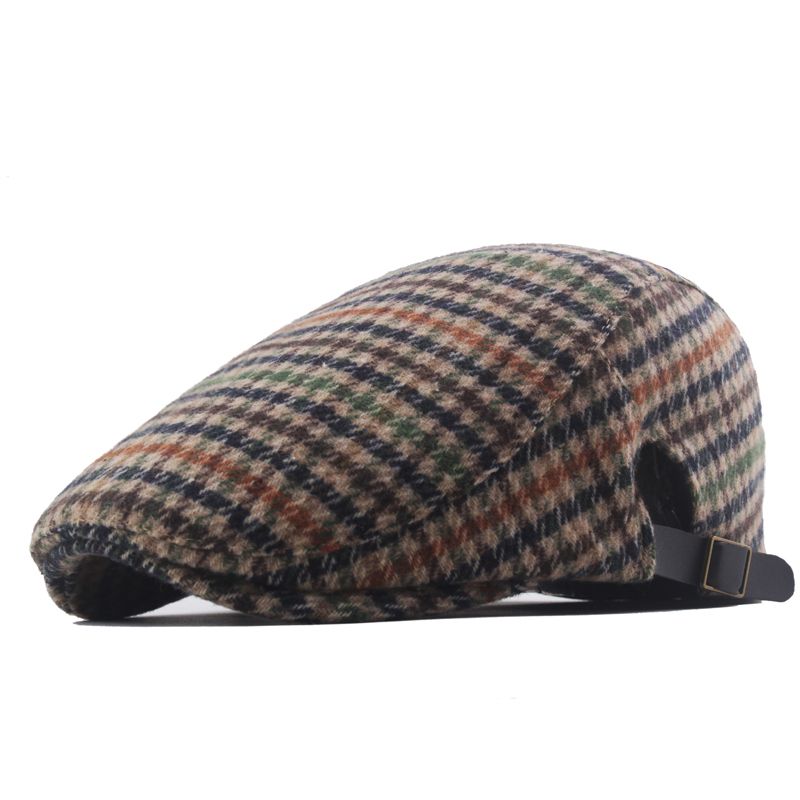 Men's Swallow Grid British Style Newsboy Beret Cap