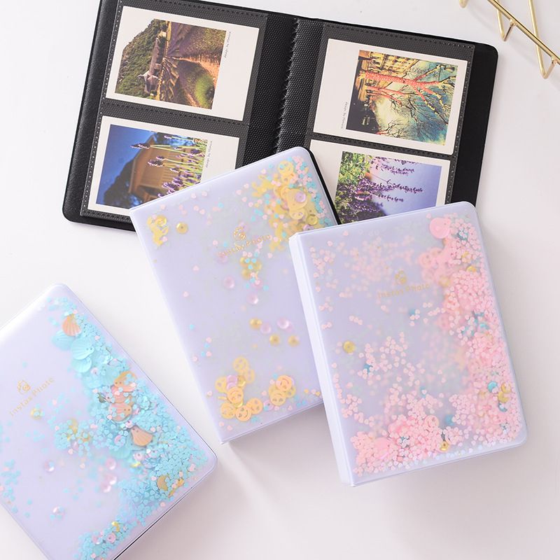 64 Pockets 3 Inch Mini Film Photo Book Album Quicksand Beads For Fujifilm Instax Mini 9 8 7s 90 70 25 Camera Album