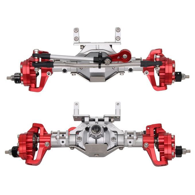 1 Pair Aluminum Alloy Front Rear Portal Axles For-Silver Red
