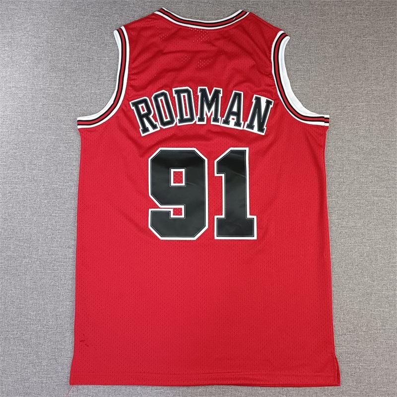 Rodman Bulls jersey number 91 red breathable quick-drying vest
