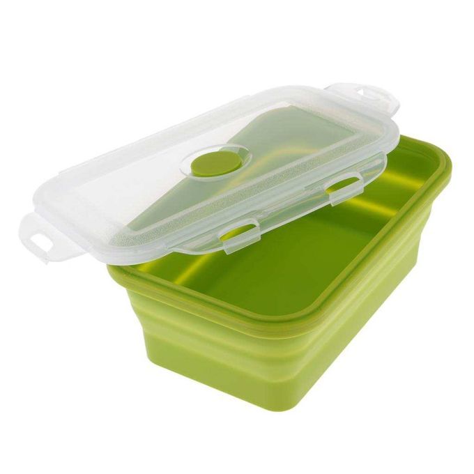 Silicone Collapsible Lunch Bento Box Portable Food 1200ML Green