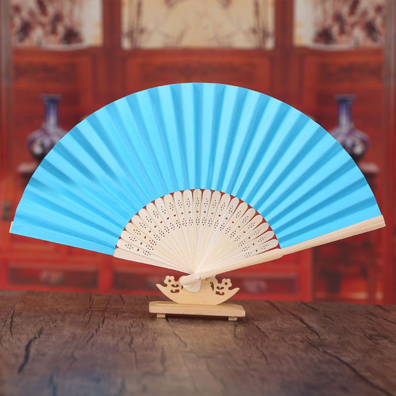 Ladies Baby Shower Wedding Decoration Chinese Party Folding DIY Favor Hand Paper Bamboo Gift Birthday Fans