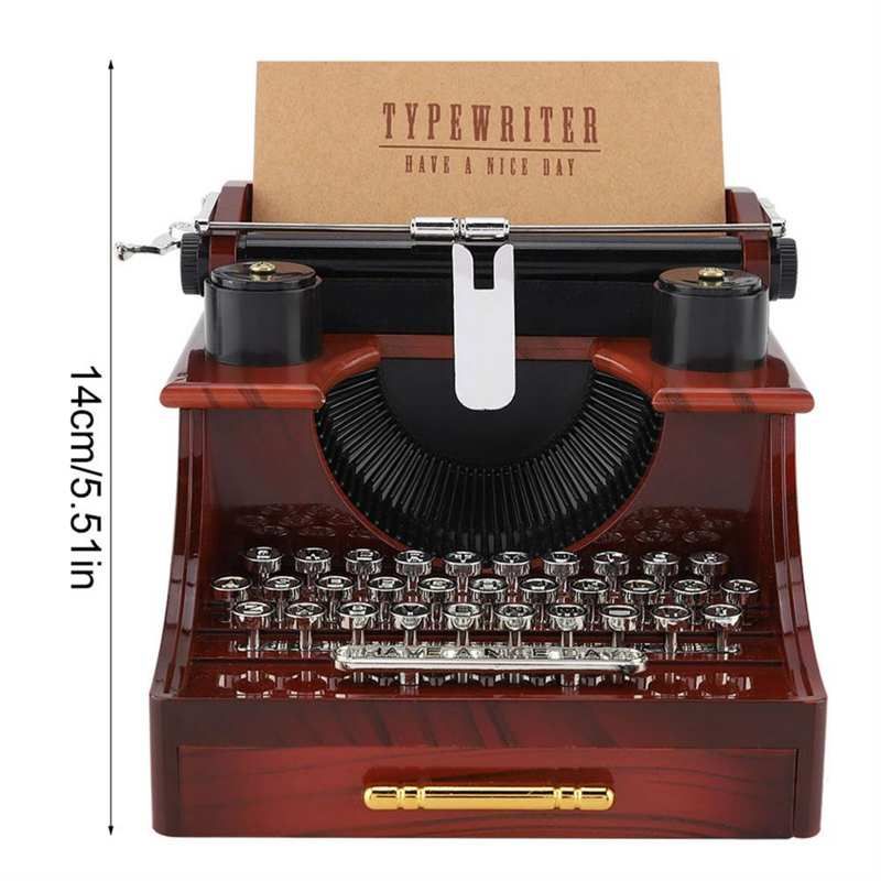 Creative Retro Music Box Vintage Typewriter Style Mechanical Phonograph Music-A