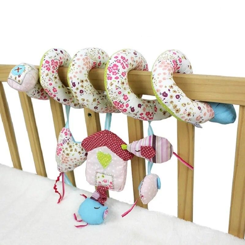 Baby Rattles Bed Crib Hanging Floral-printed Baby Plush Toy with Music Roller Bell Baby Toy Mobiles Baby Toys