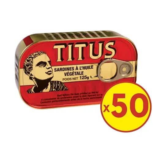 Titus Sardine Fish In Vegetable Oil- 1 Carton- 50 Pieces