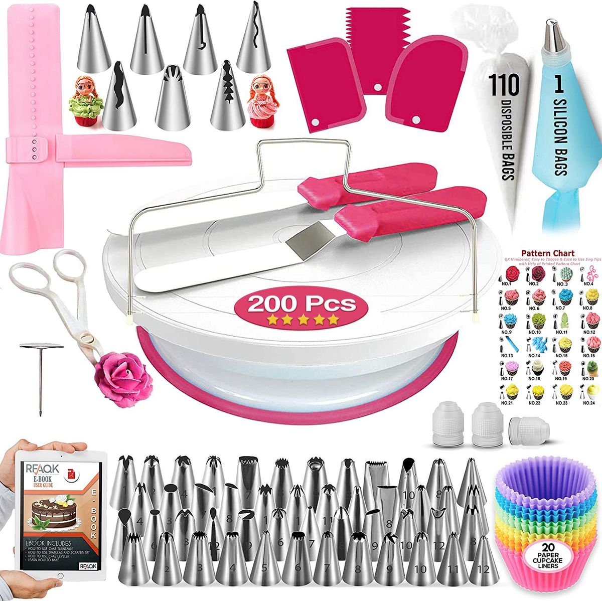 200pcs Cake Decorating Supplies Sets DIY Baking Tools