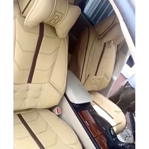 Universal Luxury Car Seat Cover Leather For All Saloon Car & 5 Seater SUVs Cream Color