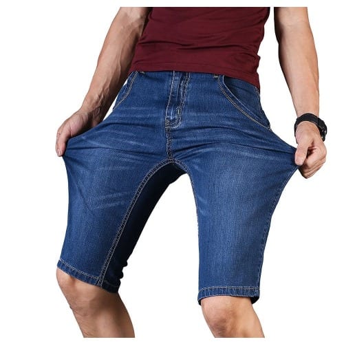 Simple Casual Men's Short Jeans- Blue