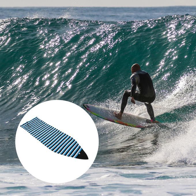 Elastic Striped Surfboard Sock Light Board Protective Bag 6.3ft Blue