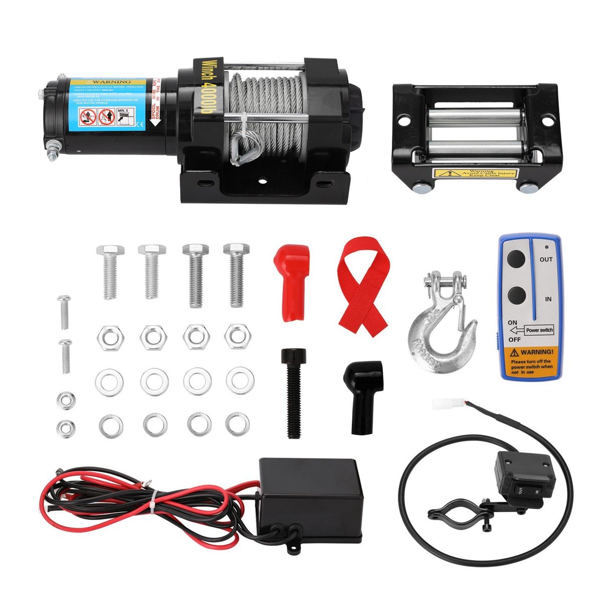 4000lbs Electric Recovery Winch Kit ATV Trailer Truck Car