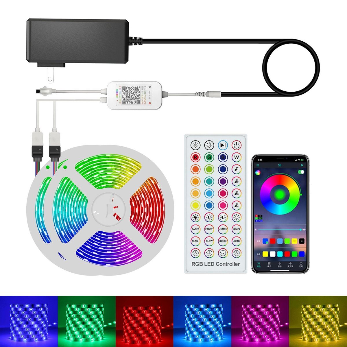 Smart LED Strip Lights RGB 65.6ft. 5050 Color Changing