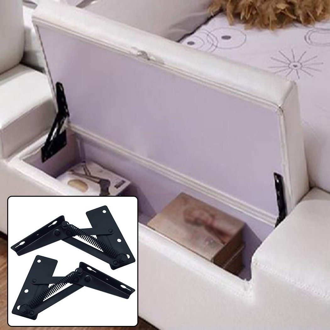 2Pc Sofa Bed Hinge Adjustable Angle Mechanism Metal Black  Multifunctional Supporting Spring Furniture Hinges Hardware