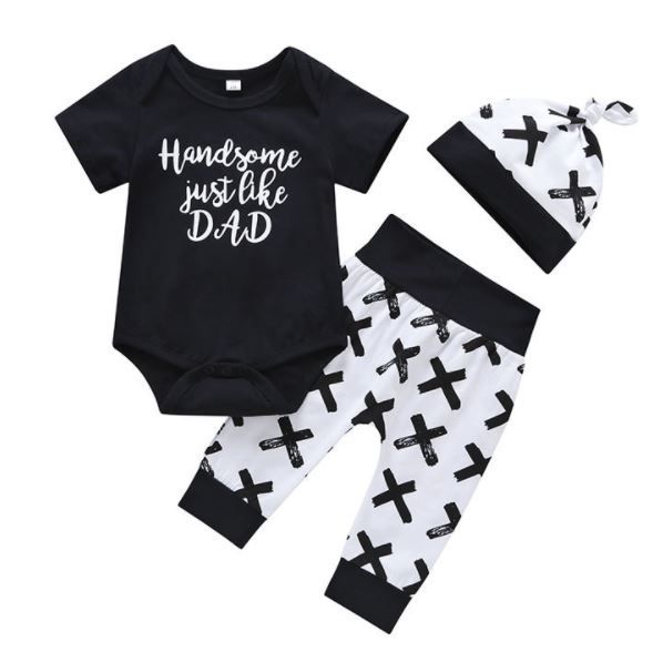 Baby Boys 3 Piece Bodysuit+Pant+cap Set