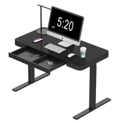 Smart Glass Top Electric Adjustable Height Computer Desk