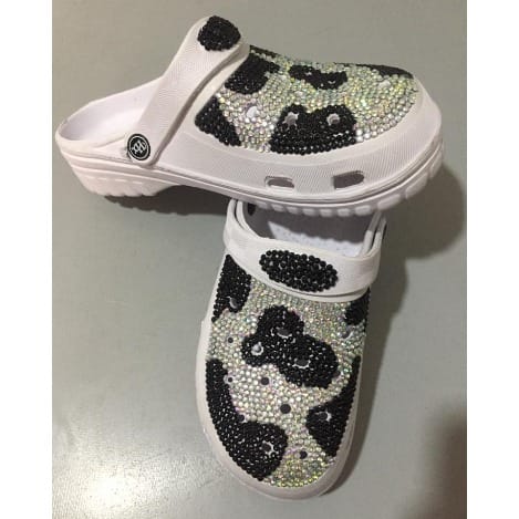 Rhinestone Clogs Sandals - White