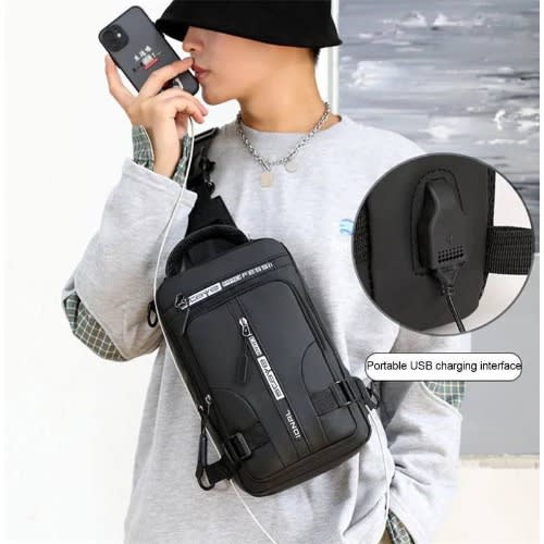 Waterproof Casual Shoulder Bag With Usb Charging Port