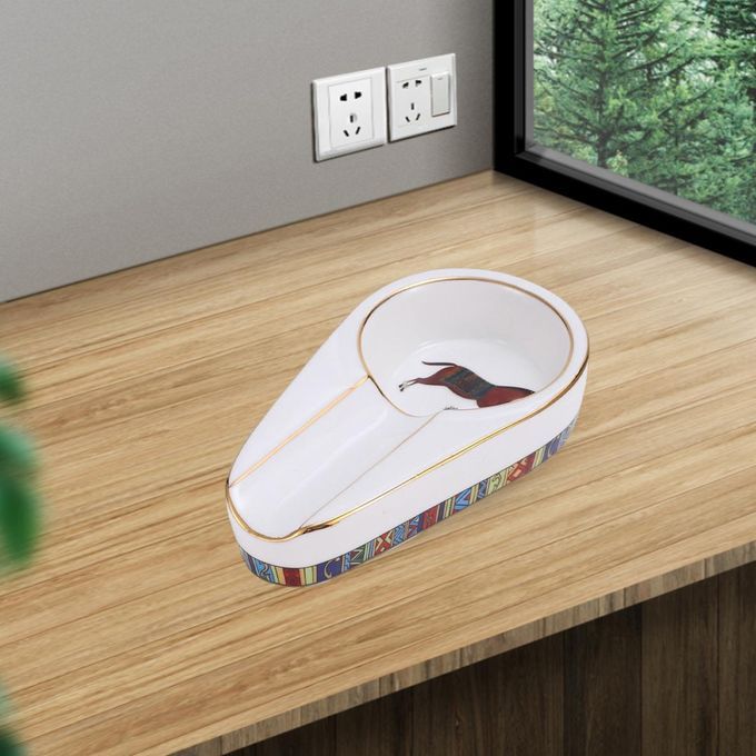 Ashtray Ceramic Luxury Gift Simple For Buffet Living Room White