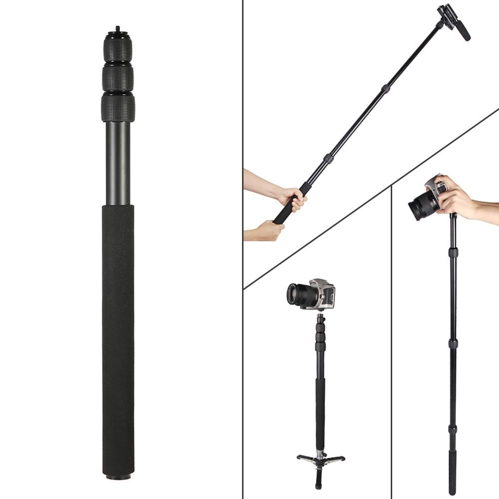 Protable Compact Lightweight Extendable Mini 2in1 Zoom Microphone Boom Pole Camera Monopod Padded Handle   Twist Lock 3 Sections
