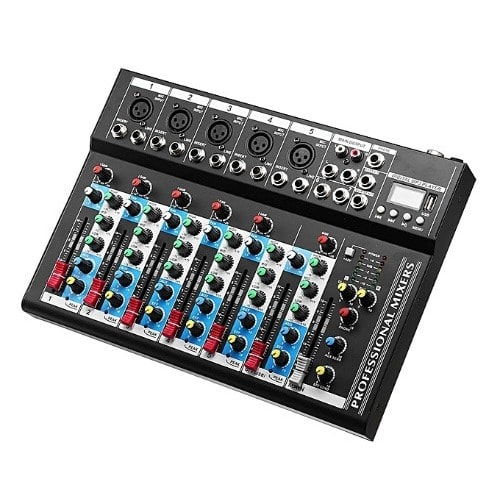 7 Channel Line Bluetooth Live Mixing Studio Audio Sound Mixer Console Usb