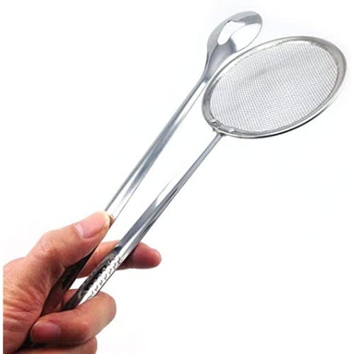 2 In 1 Stainless Steel Mesh Strainer Colander Sieve With Handle