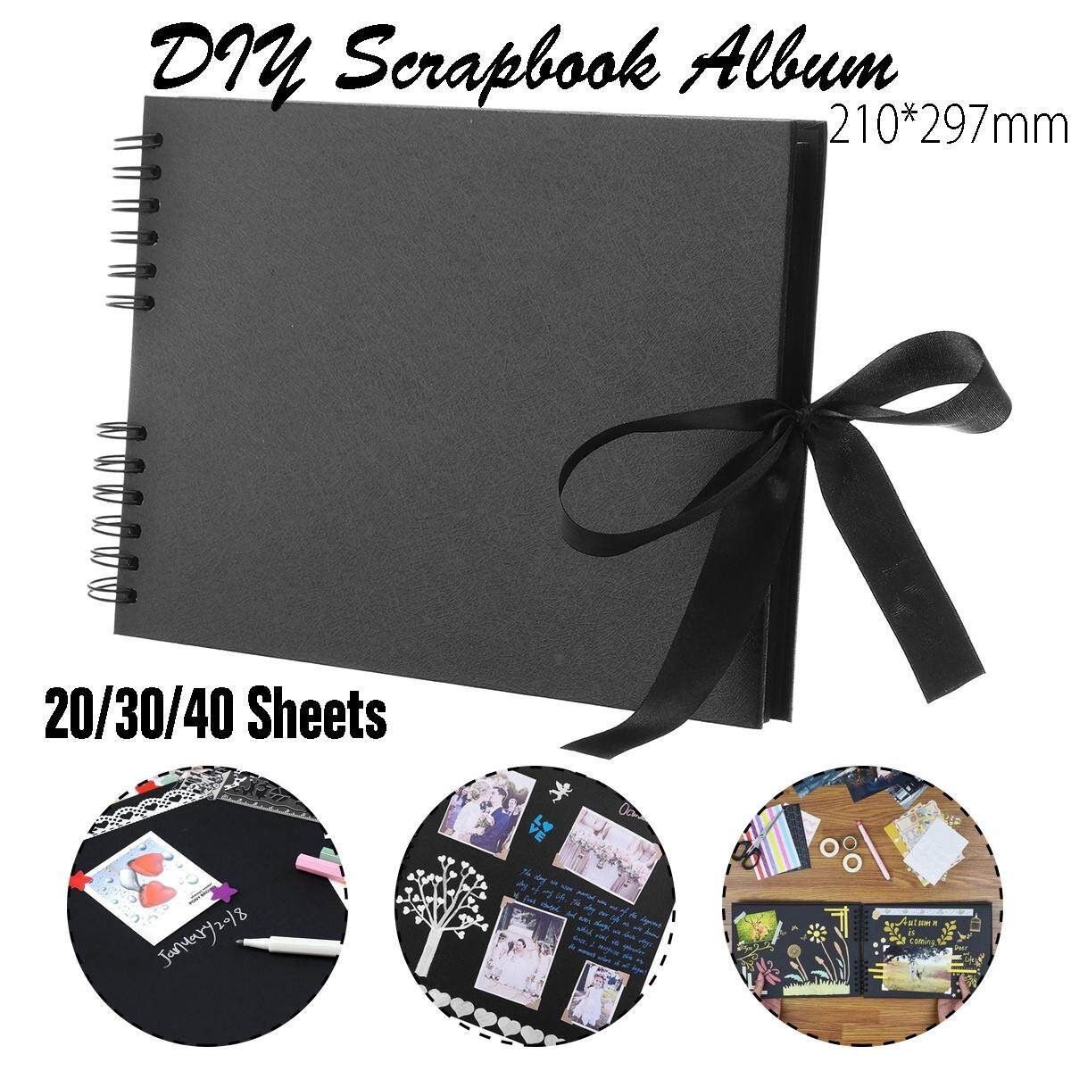 20 Sheets Black Pages Handmade Family Scrapbook Wedding Photo Album Retro Album Anniversary Scrapbook Black