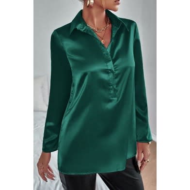 Women's Green Silk Blouse