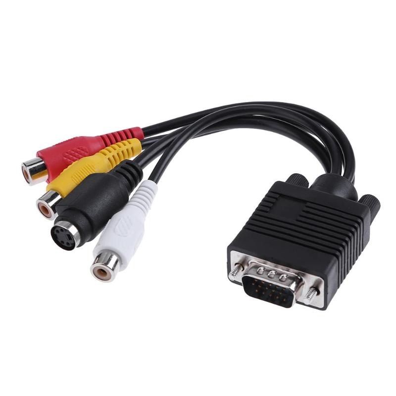 VGA To S-Video AV RCA TV Converter Cable Adapter With 2 Audio Cable