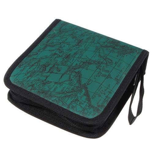 40 Disc CD Holder Case Storage Wallet - Faux Leather Bag Green