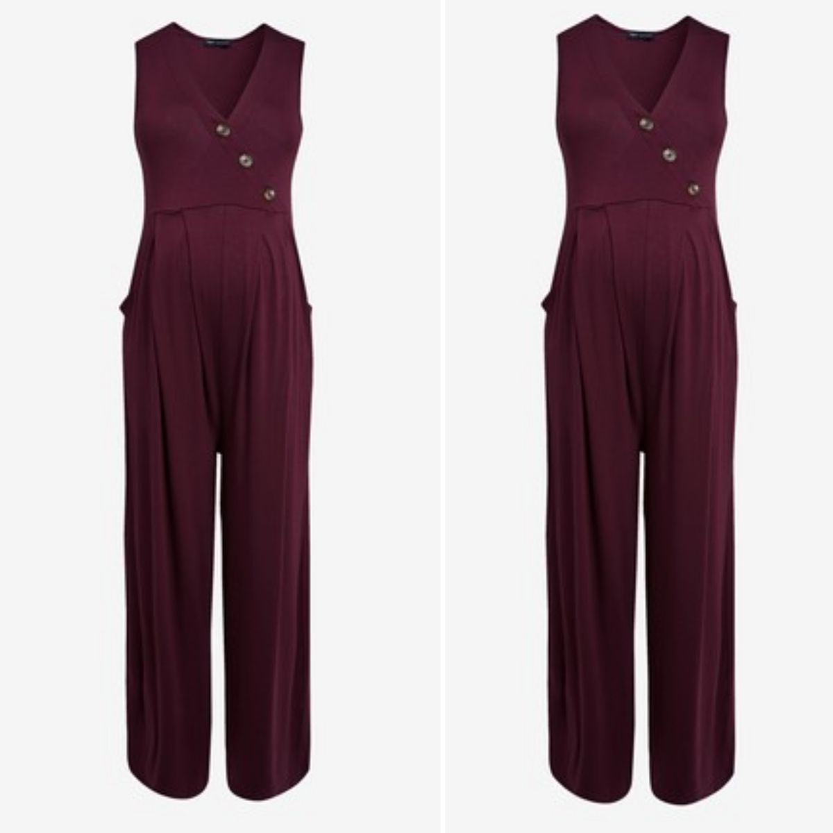 Side Button Berry Maternity And Nursing Jumpsuit