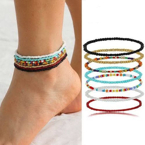 7 Pcs Fashion Bead Ladies Beach Anklet