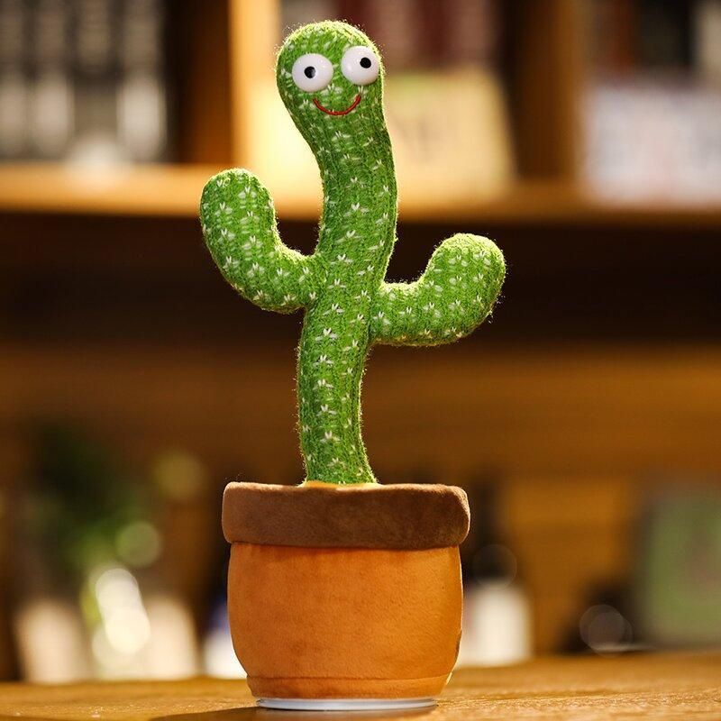 Sand sculpture dancing cactus can sing, learn to speak, swing, electric music, twist and enchanting net red plush toy batch Chinese song light-emitting recording 2 buttons (usb charging model) 32cm