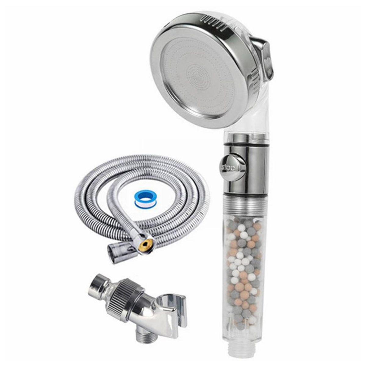 One-button Water Stop Shower Head Shower Experience Kit 3-piece Set