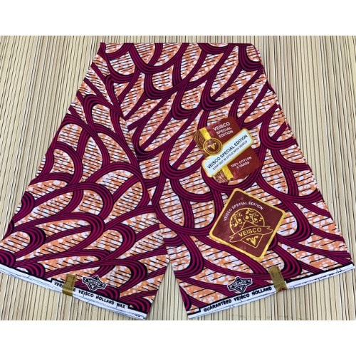 Non-bleeding Ankara Fabric With A Pink Thread Like Design- 6 Yards