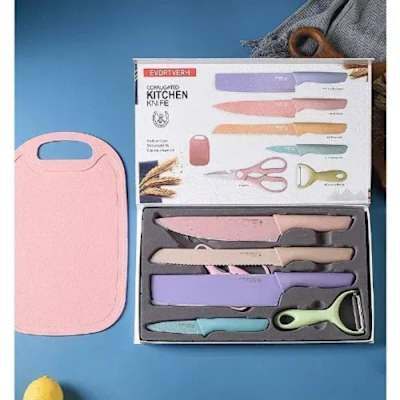 Knife Set With Chop Board- 7 Piece In A Set