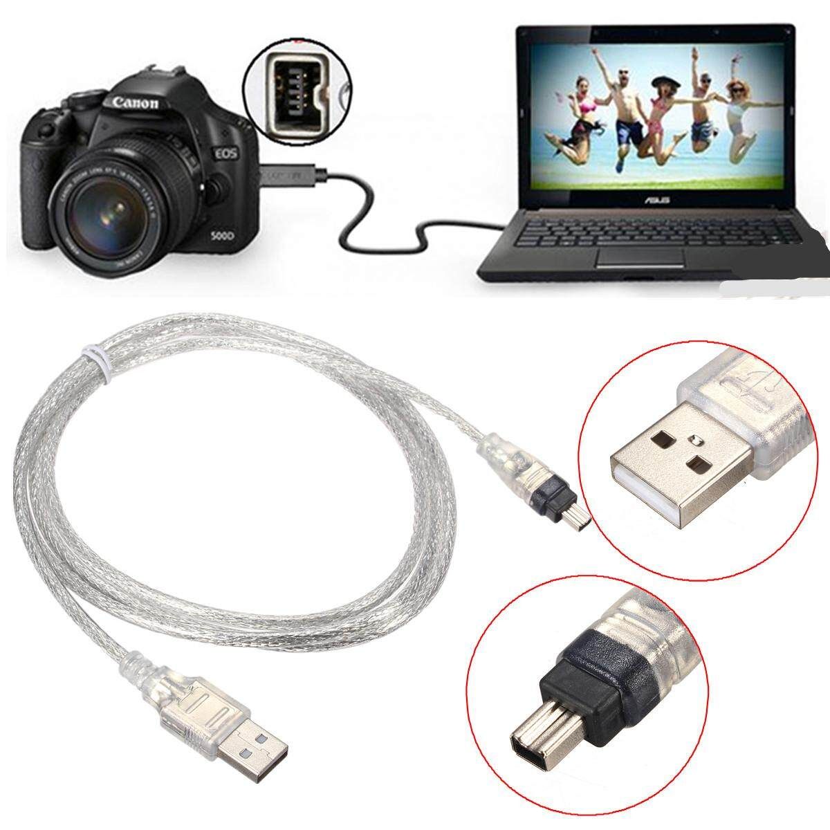 5FT USB 2.0 Male To 4 Pin IEEE 1394 Cable FireWire Adapter Converter Cord Sliver