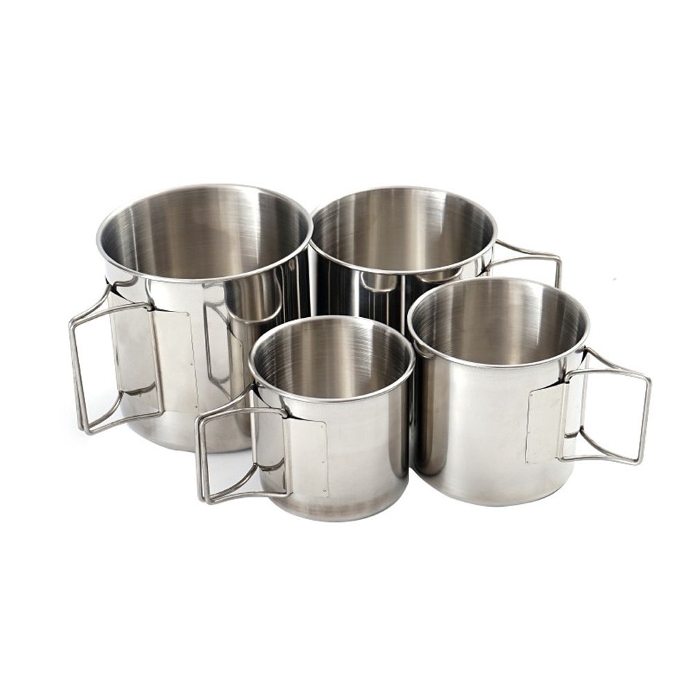 4PCS 304 Stainless Steel Outdoor Camping Cup Set Portable