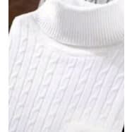 Fashion Long Sleeve Casual Turtleneck For Male And Female- White