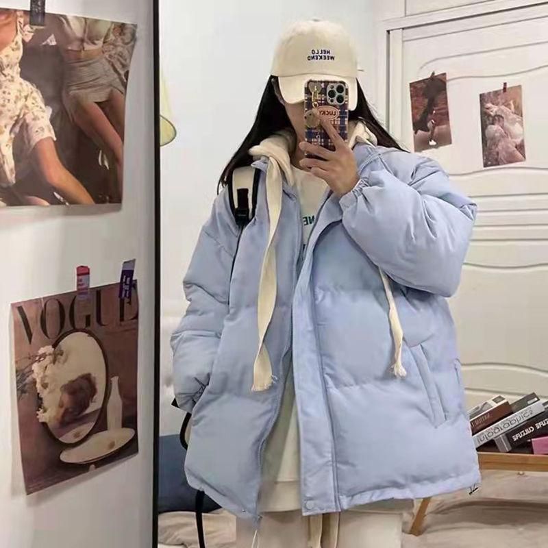 2023 Korean Style False Two-Piece down Cotton-Padded Jacket Women's Short Small Winter Cotton-Padded Coat Oversize Women's Fashion
