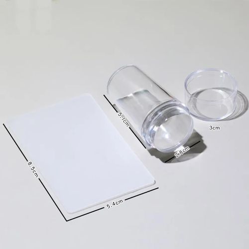 2 Pcs - Transparent Nail Stamper With Scraper Jelly Silicone Stamp For Nail Art
