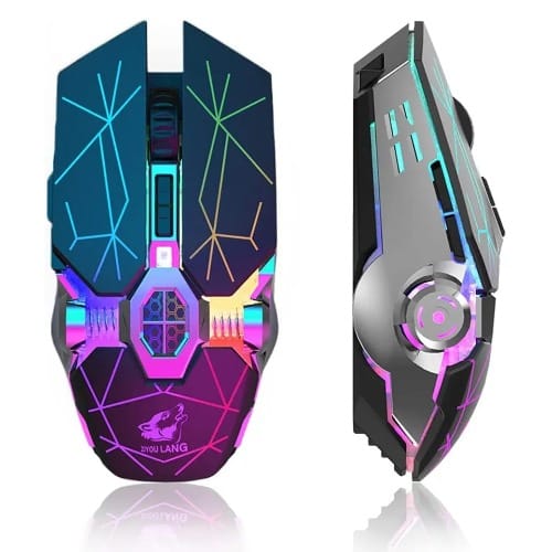 Wireless Gaming Mouse - Rechargeable RGB Lights Adjustable DPI Quiet Click For Gaming/Working