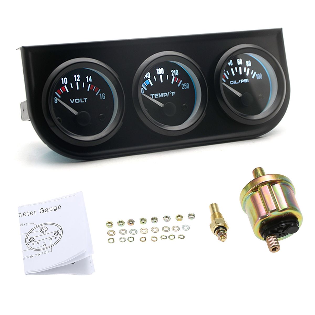 3 In 1 Car Meter Auto Gauge Voltmeter Water Gauge And Oil