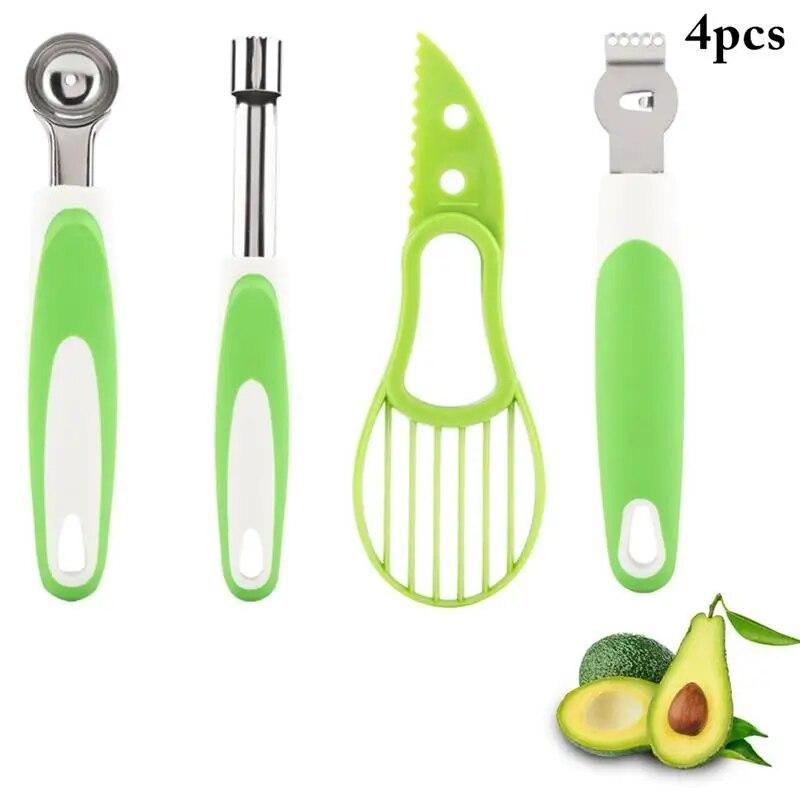 4Pcs Avocado Slicer Stainless Steel Fruit Vegetable Carving Tools Melon Scoop Apple Cherry fruit slicer Kitchen Gadgets