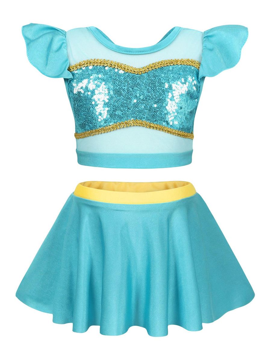 Girls Princess Swimwear Two-Piece Tankini Set Bathing Suits Outdoors Beach Surfing Water Park Summer Swimsuits