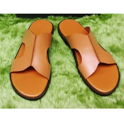 Brown C Leather Slippers
