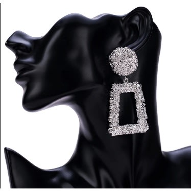 Big Vintage Statement Drop Earring -silver