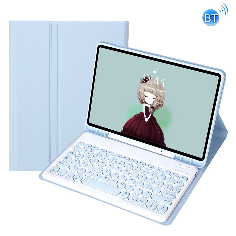 Bluetooth Keyboard Leather Case For Samsung Galaxy Tab S6 Lite 10.4 Inch SM-P610 / SM-P615(White Ice)